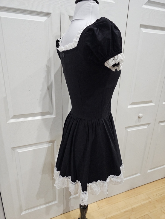 Dolls Kill Widow Cute Goth Absolute Grim Black White Lace Up Corset Mini Dress S - Picture 7 of 11